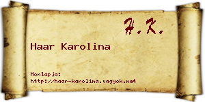 Haar Karolina névjegykártya